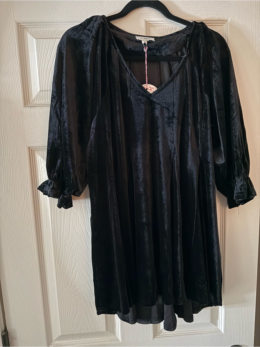 Umgee Black Velvet V-Neck Tunic Dress